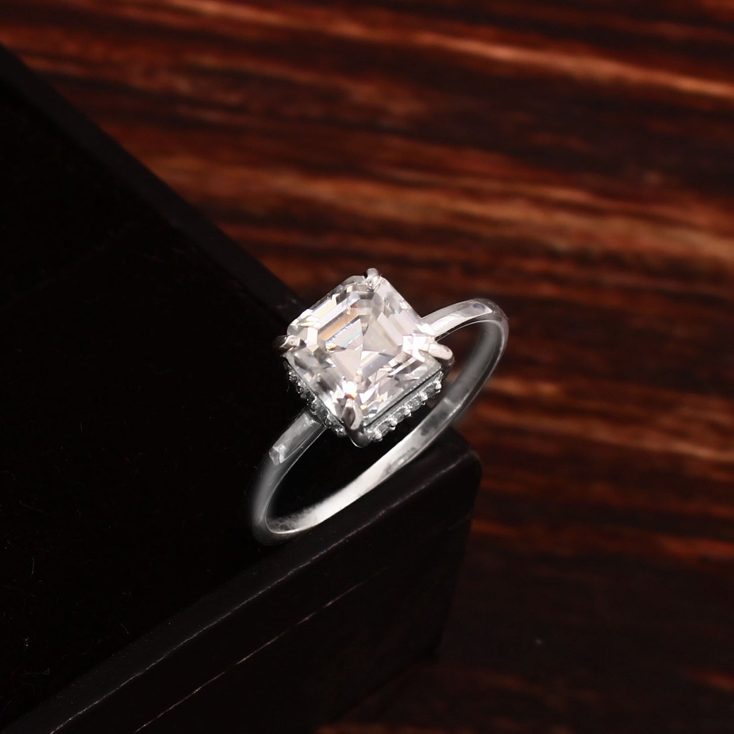 Lab Grown Diamond Gold Ring, IGI Certified Jewelry, Asscher Cut Ring, 10K/14K/18K Solid Gold Ring Available in Yellow, White and Rose Gold