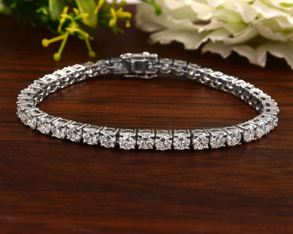 Moissanite Tennis Bracelet, Iced Out Bracelet, 925 Silver D Color Moissanite Jewelry, Simulated Diamond Bracelet, Statement Jewelry for Her