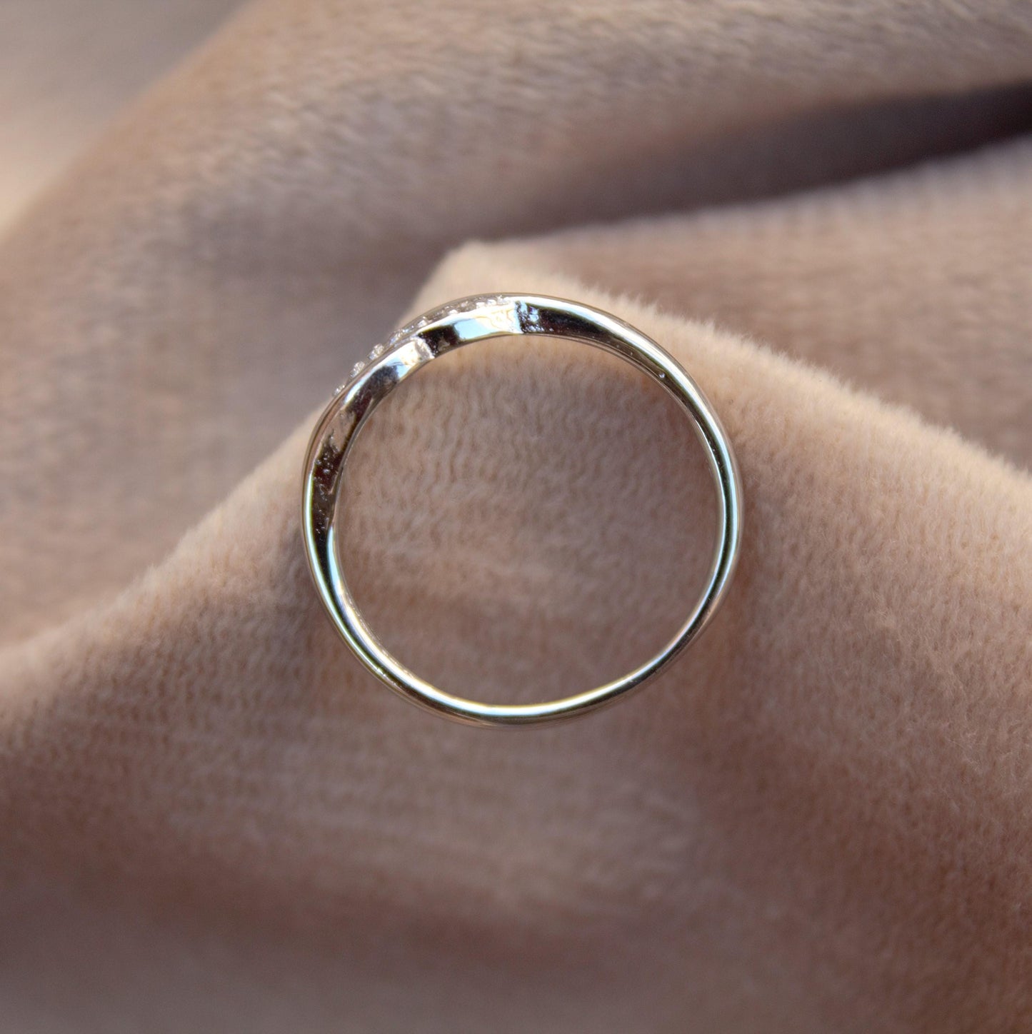 Solid 925 Sterling Silver Stacking Ring, Cubic Zirconia Tiny Ring, Vintage Silver Ring, Minimalist Dainty Ring, Lightweight Travel Jewelry