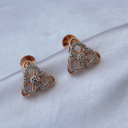 Rose Gold Diamond Jewelry Set, 18k Gold IGI Certified Diamond Pendant Earrings Set, Chain Pendant Necklace with Stud Earrings, Diamond Gift