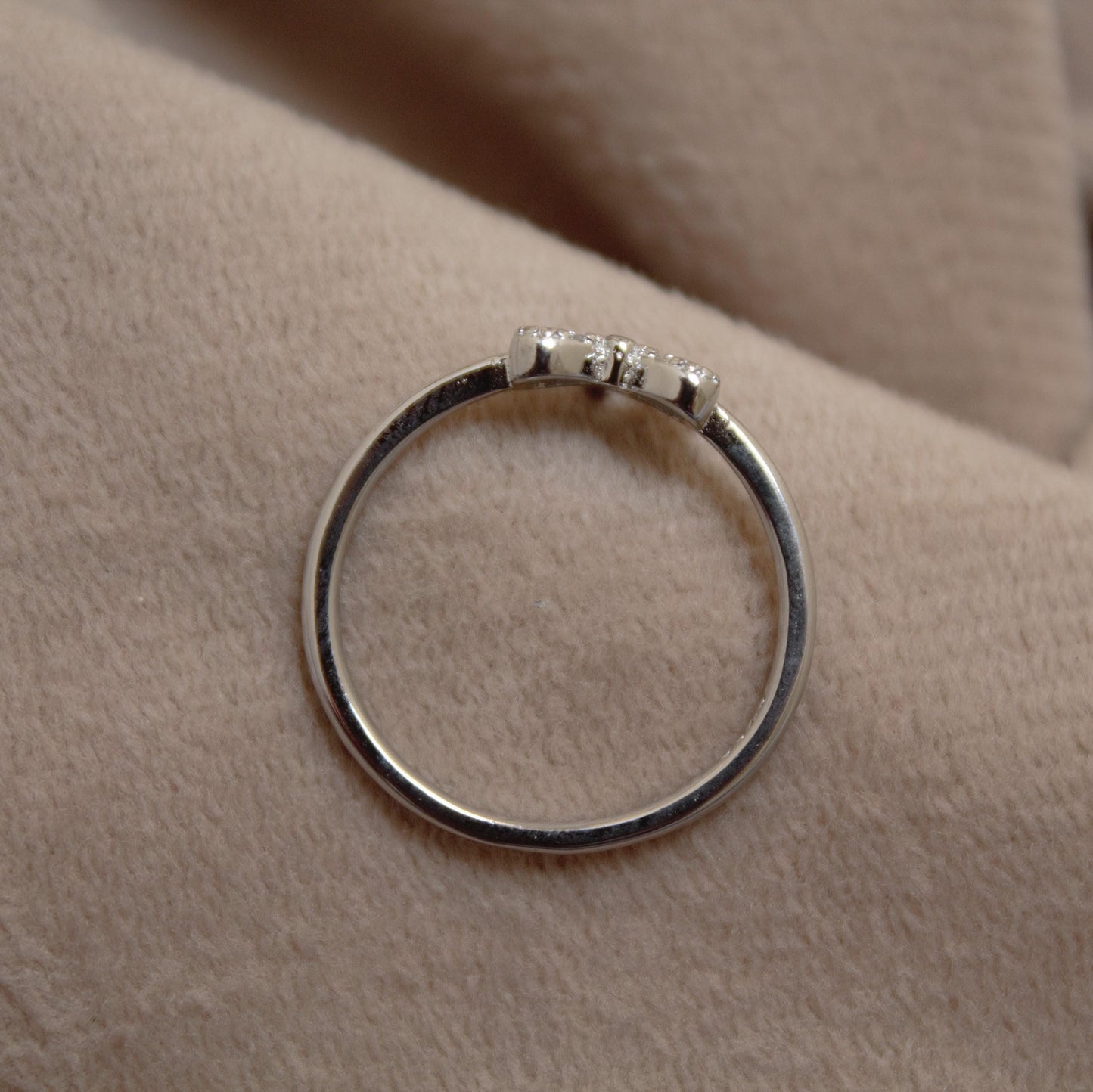 Bow Style Cubic Zirconia Ring, 925 Sterling Silver Dainty Bow Ring, Elegant Thin Stacking Silver Ring, Minimalist Birthday Gift for Daughter