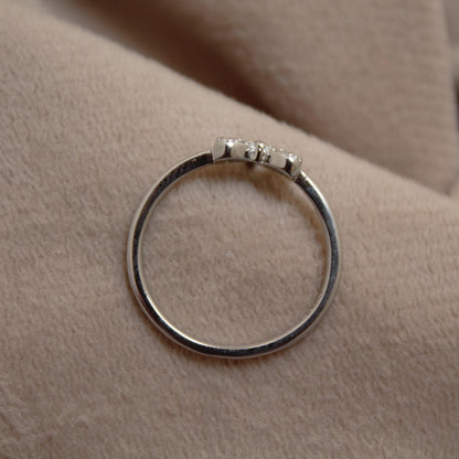 Bow Style Cubic Zirconia Ring, 925 Sterling Silver Dainty Bow Ring, Elegant Thin Stacking Silver Ring, Minimalist Birthday Gift for Daughter