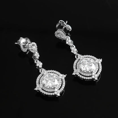 14K White Gold Moissantie Earrings, Stud Dangle Earrings, Moissanite 10K Gold Jewelry, Designer Earrings, Perfect Wedding Gift for Women