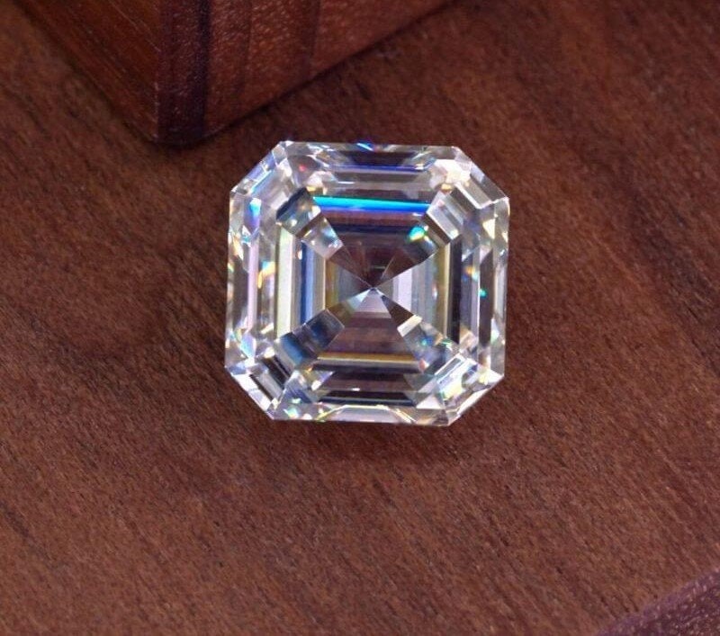 Asscher Cut Moissanite Diamond Stone with GRA Certificate D Color VVS1 | Krupp cut moissanite| All Asscher Gemstone Sizes Available