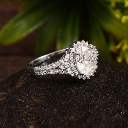 Lab Grown Diamond Ring, Solitaire Ring, Oval Cut Ring for Her, Designer Wedding Ring, Half Eternity Engagement Ring, Designer Gold Jewelry