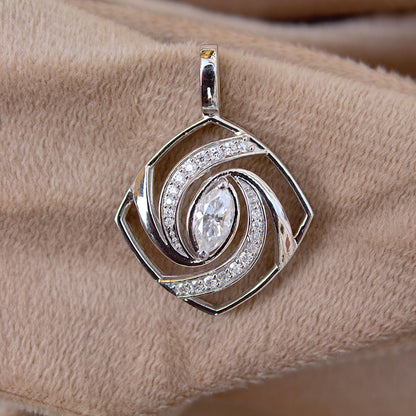 925 Sterling Silver Designer Pendant, Moissanite Pendant for Chain, Elegant Fine Jewelry for Women, Marquise Cut Stone Pendant Gift for Mom
