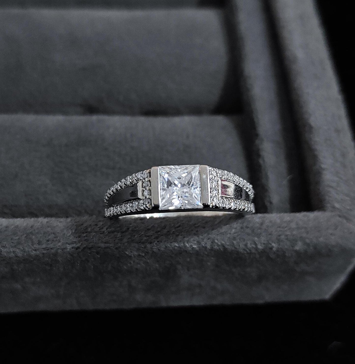 6 mm Moissanite Princess Cut Ring, Engagement Ring For Men, Bezel Setting Ring, Statement 925 Sterling Silver Men's Ring, Christmas Gift