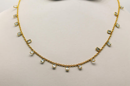 Natural Blue Topaz Necklace, Minimalist Necklace, 925 Sterling Silver Chain Necklace, Blue Gemstone Charm Necklace, Silver Necklace For Gift