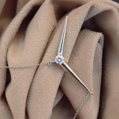 Moissanite Single Stone Necklace, Delicate Moissanite Necklace With 925 Stamped, Lightweight Silver Necklace Birthday Gift for Daughter