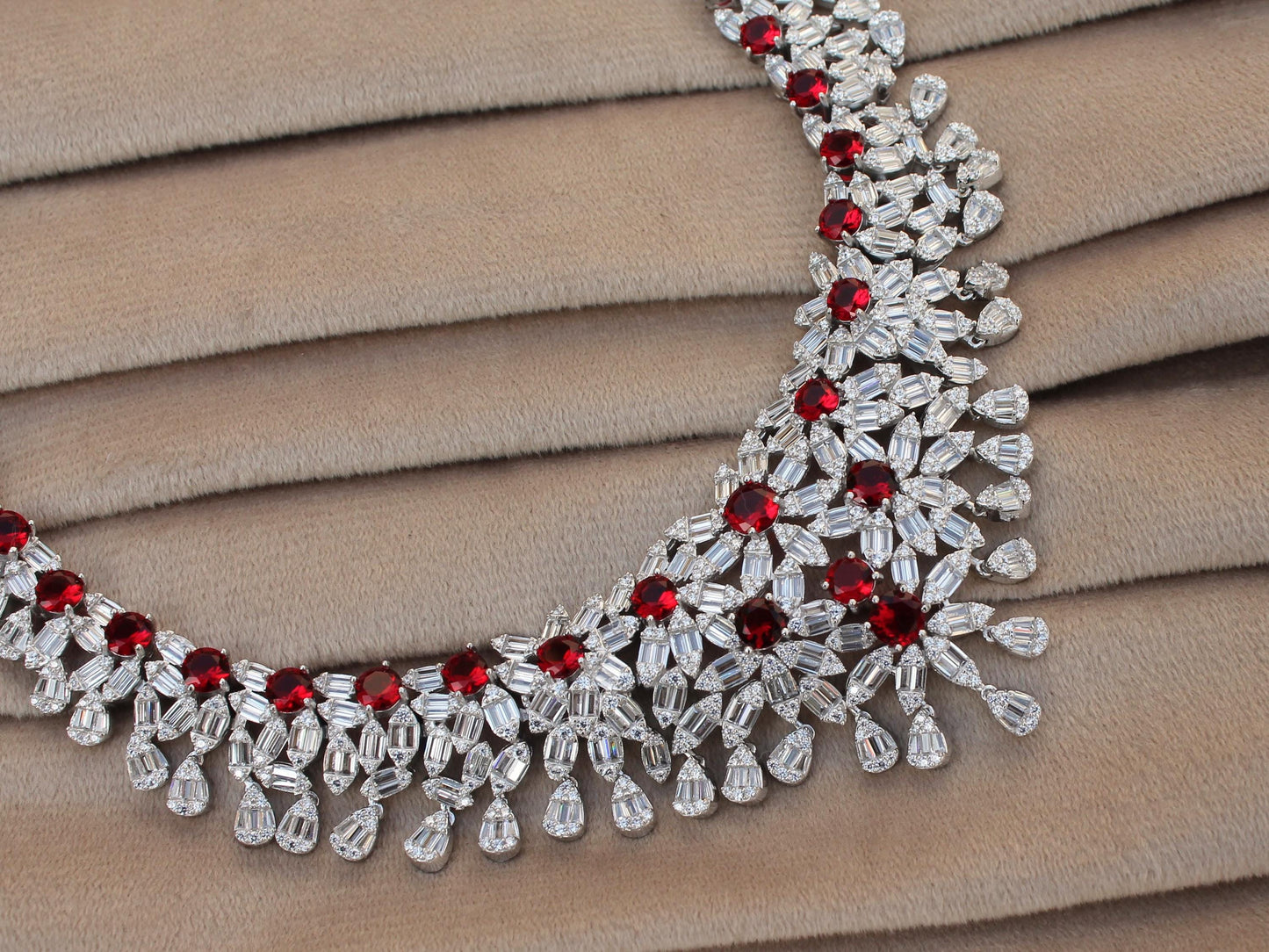 Amazing Silver Necklace Set, Statement Jewelry Set, Bridal Wedding Jewelry Premium Necklace- Earring-Ring-Bracelet Set