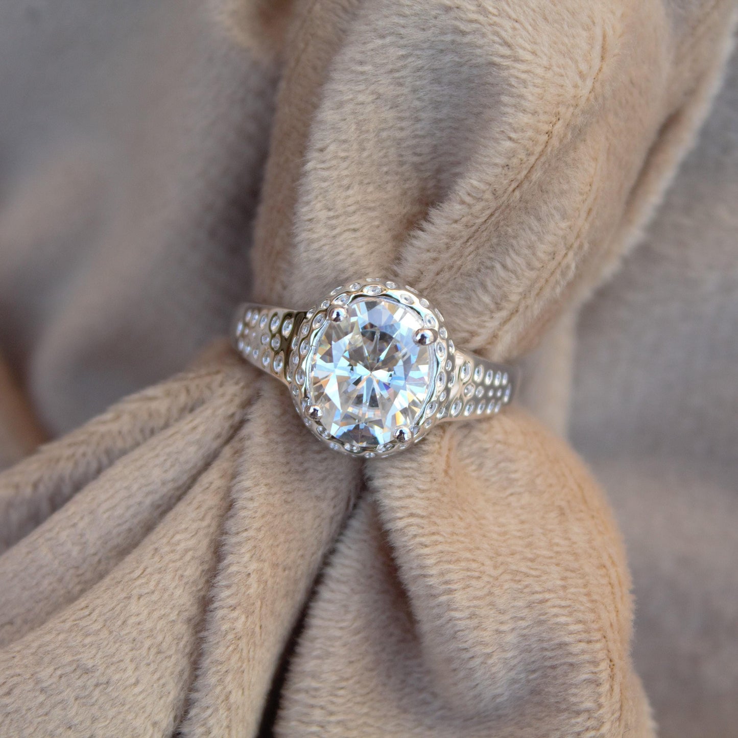 Solitaire Moissanite Prong Set Ring, Oval Cut White Stone Ring, 925 Sterling Silver Propose Ring, Travel Jewelry, Gift for Men and Women