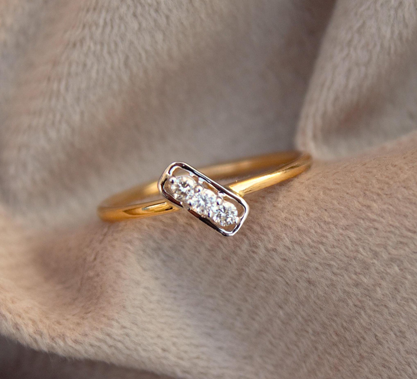 18K Solid Gold Dainty Ring, H-I Color SI Clarity Diamond Gold Ring, Natural Diamond Gold Jewelry, IGI Certified Gold Diamond Jewelry