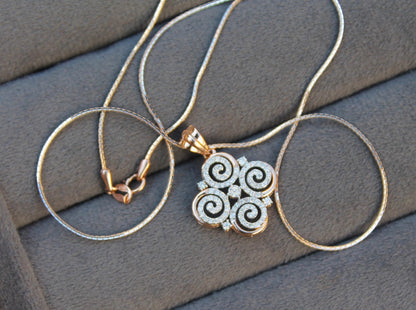 Natural Diamond Gold Jewelry Set, Light Weight Diamond Jewelry, H-I-J Color Diamonds, IGI Certified 18K Gold Chain with Pendant Earrings Set