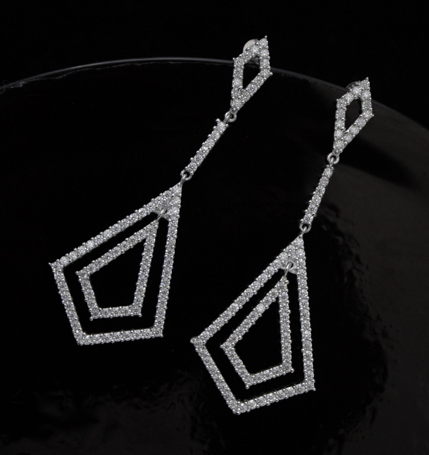 Stud Dangle Moissanite Earrings for Women, 925 Sterling Silver Long Earrings, Round Stone Earrings, White Moissanite Wedding Bridal Jewelry