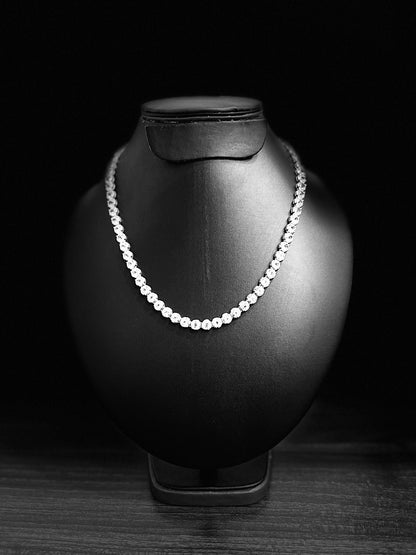 Moissanite Bubble Chain 5 MM Round Necklace, Moissanite Chain Necklace, Infinity Tennis Necklace, 14K Gold Moissanite Jewelry, Birthday Gift