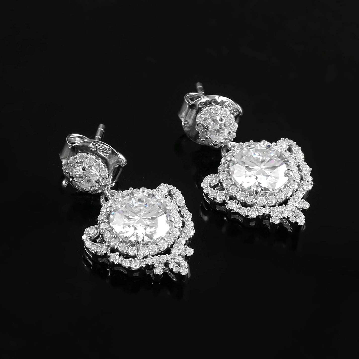 Solid Gold Diamond Earrings, High Quality Jewelry, Lab Diamond Dangling Earrings, 14K, 18K White Gold Earrings, Designer Wedding Earrings