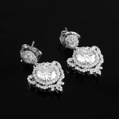 Solid Gold Diamond Earrings, High Quality Jewelry, Lab Diamond Dangling Earrings, 14K, 18K White Gold Earrings, Designer Wedding Earrings