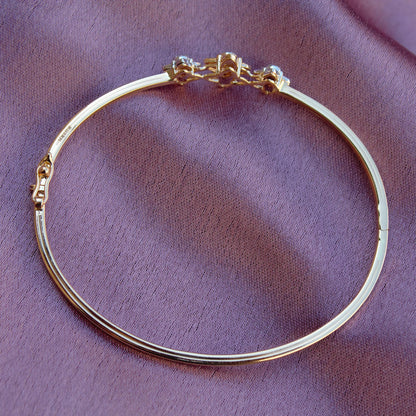 Natural Diamond Bangle Bracelet, 14K Yellow Gold Cuff Bracelet, Elegant Gold Diamond Bracelet, Real Diamond Bracelet, Birthday Gift for Her