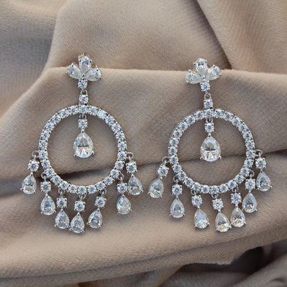 Moissanite Dangle Earrings, Dangling Earrings For Her, 925 Sterling Silver Jewelry, Elegant Moissanite Silver Dangle Earring, Gift For Wife