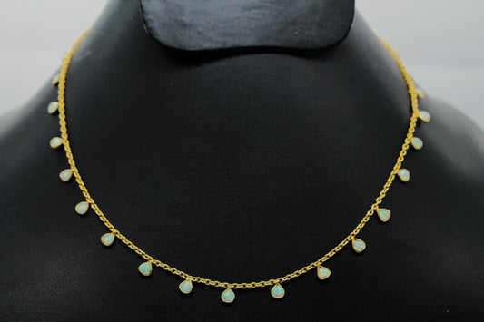 Opal Heart Necklace, Dainty Opal Jewelry, October Birthstone Necklace, 925 Sterling Silver Necklace for Women, Minimalist Necklace For Gift