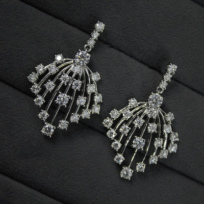 Moissanite 925 Sterling Silver Dangle Earrings, Designer Statement Earrings for Women, White Moissanite Jewelry, Wedding Earrings for Bride