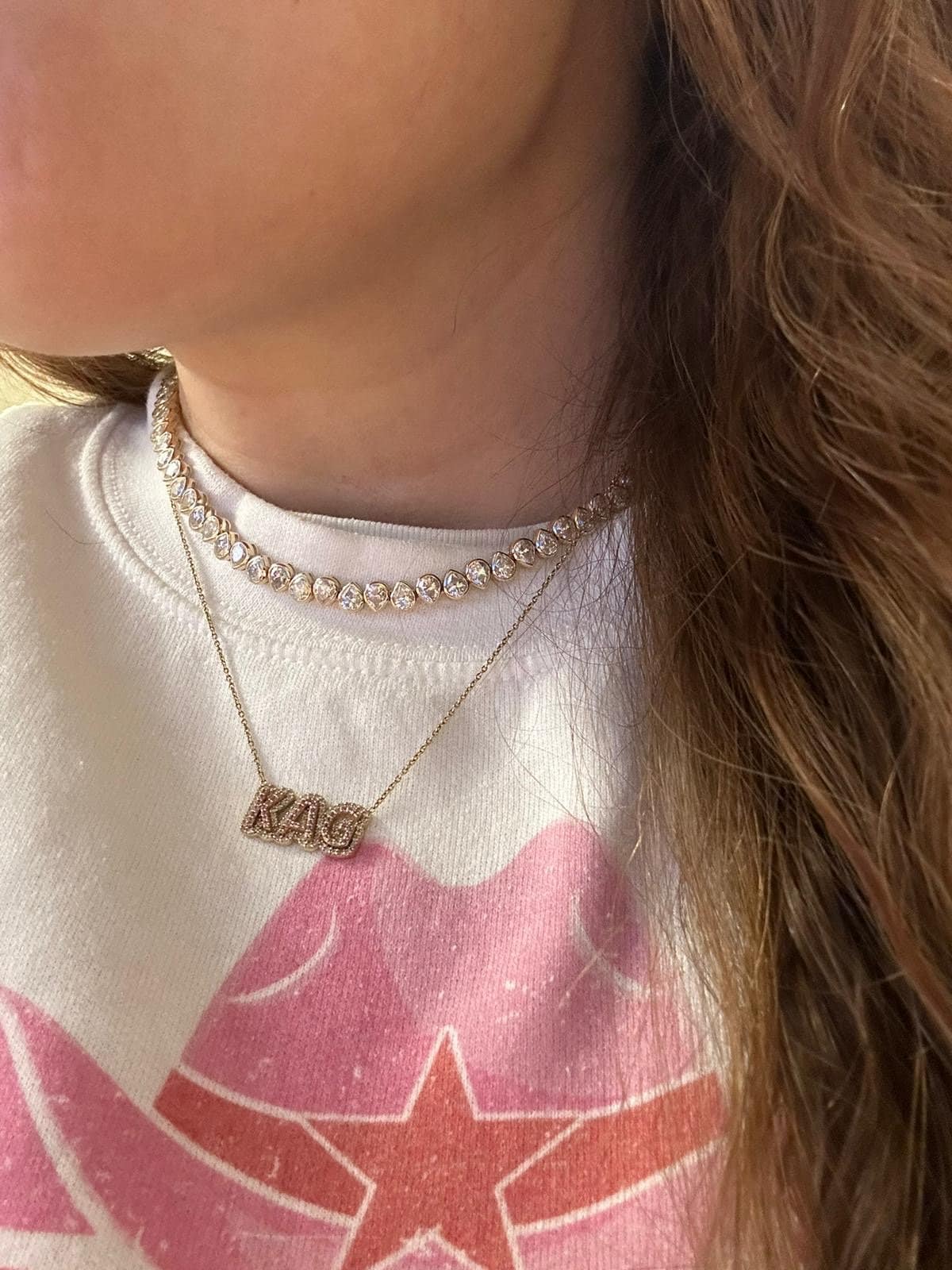 Genuine Moissanite Tennis Necklace, Elegant Designer Necklace, Infinity Solitaire Necklace, 18K Gold Necklace, Pear Moissanite Necklace