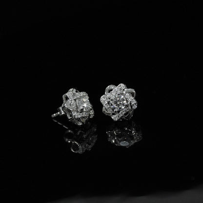 Silver Moissanite Round Cut Stone Stud Earrings, Solid 925 Sterling Silver Designer Earrings, Solitaire Earrings, Dainty Silver Jewelry