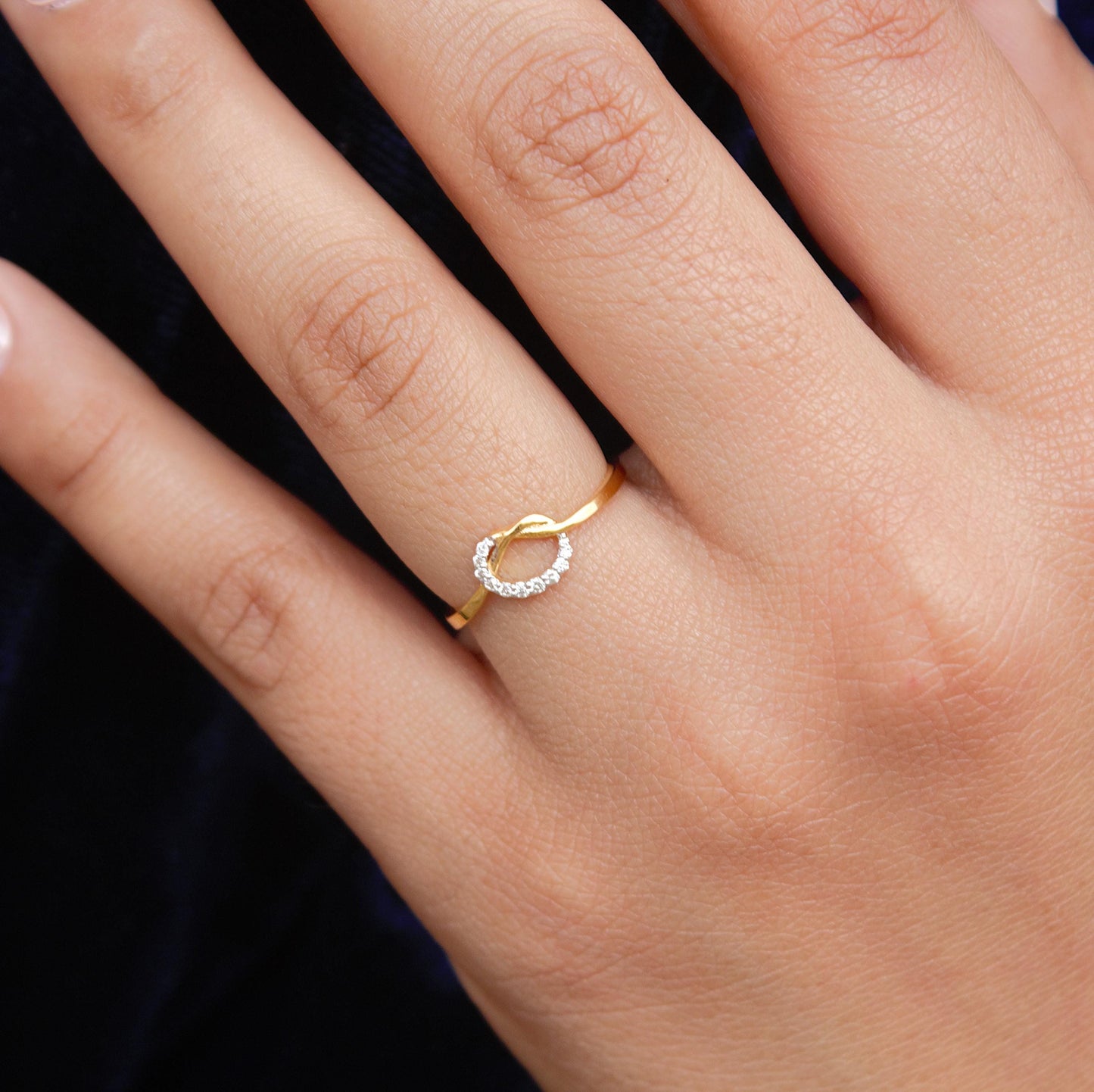 Natural Diamond Gold Knot Ring, Elegant Gold Ring, H - I Color With SI Clarity Natural Diamonds Stacking Ring, Propose Ring for Her