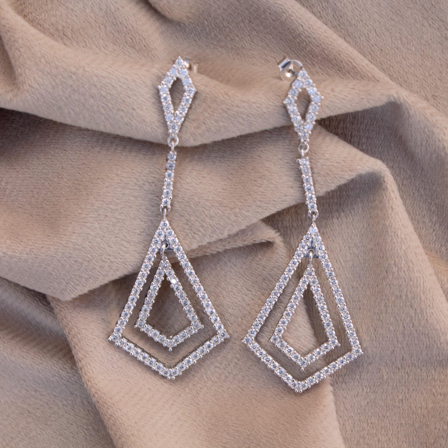 Stud Dangle Moissanite Earrings for Women, 925 Sterling Silver Long Earrings, Round Stone Earrings, White Moissanite Wedding Bridal Jewelry