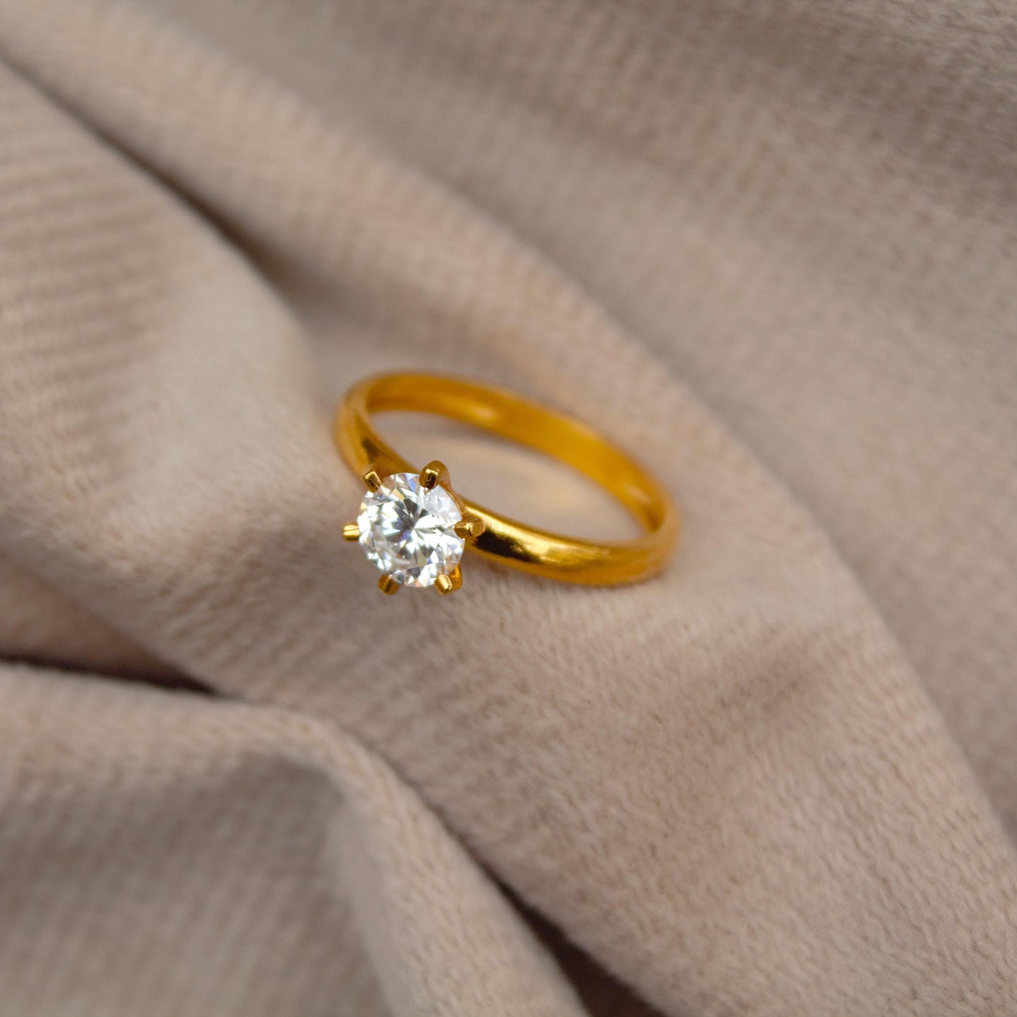 5.50 MM Round HPHT Ring, 14K Solid Gold 5.5 US Ring Diamond Ring, Lab Grown Diamond Single Stone Ring, Perfect For Anniversary Gift