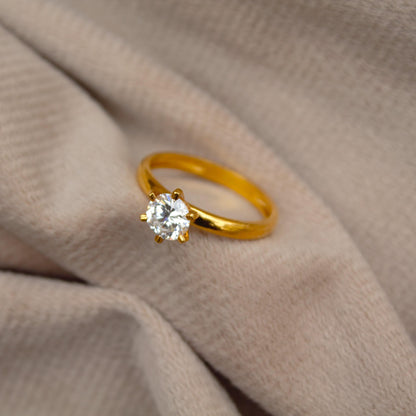 5.50 MM Round HPHT Ring, 14K Solid Gold 5.5 US Ring Diamond Ring, Lab Grown Diamond Single Stone Ring, Perfect For Anniversary Gift