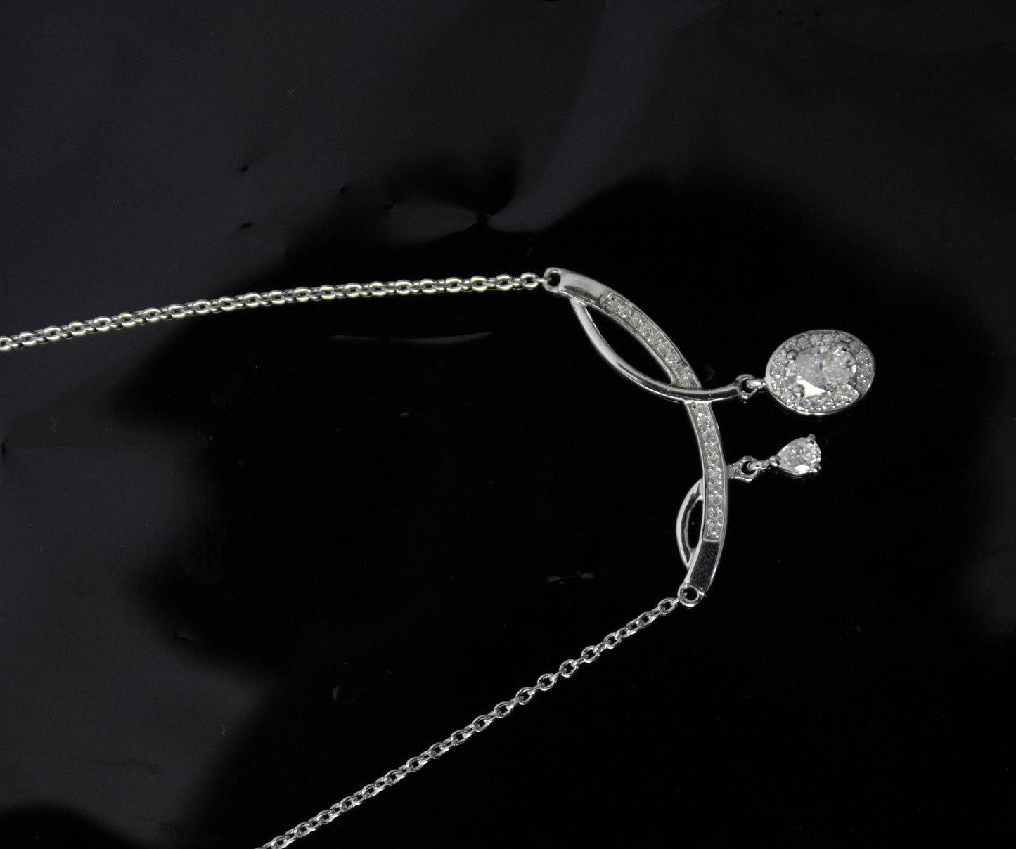 Statement Moissanite Silver Necklace, 925 Sterling Silver Chain Necklace, Lightweight Travel Jewelry, Dainty Silver Necklace Gift for Women