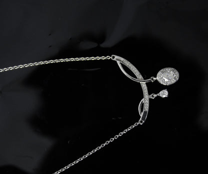 Statement Moissanite Silver Necklace, 925 Sterling Silver Chain Necklace, Lightweight Travel Jewelry, Dainty Silver Necklace Gift for Women