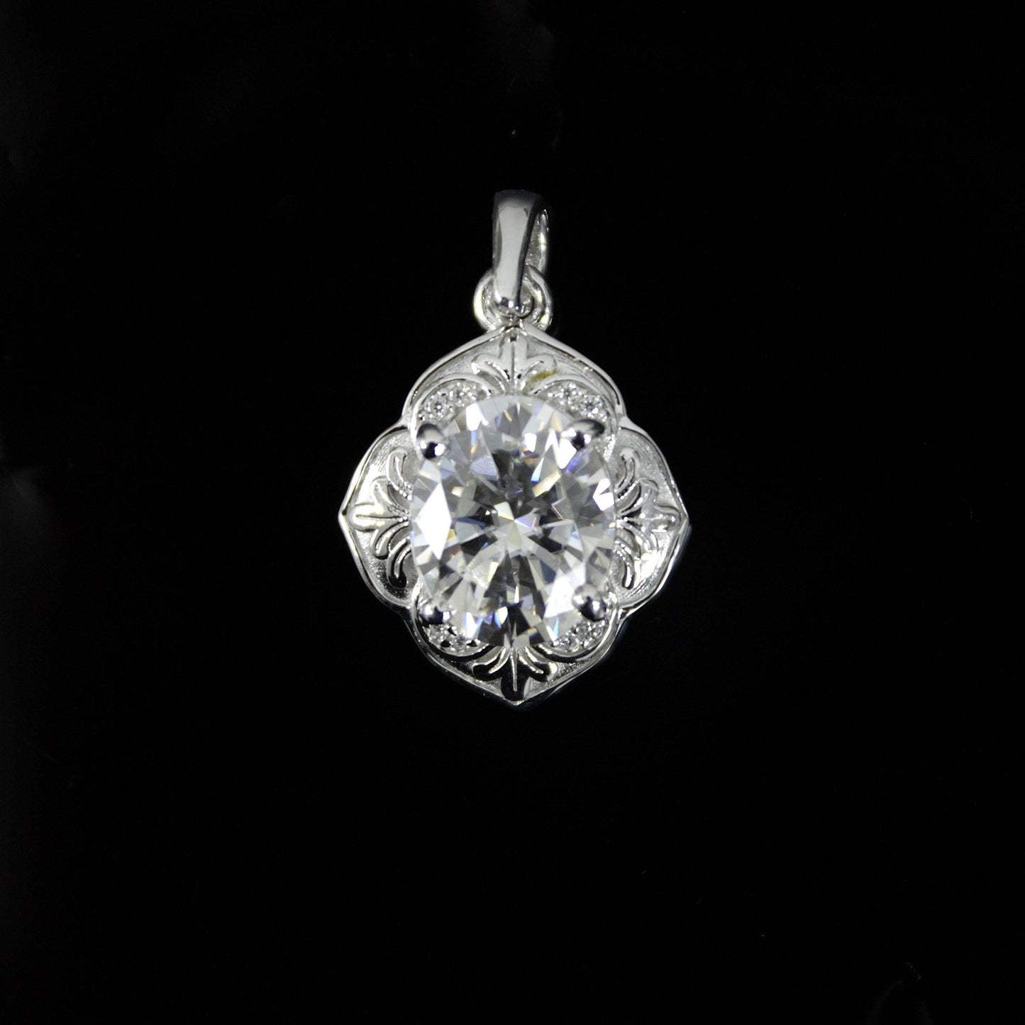 Vintage Style Moissanite Charm Pendant, 925 Sterling Silver Dainty Pendant, Oval Cut Moissanite Pendant for Women, Designer Jewelry Gift