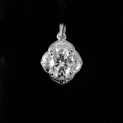 Vintage Style Moissanite Charm Pendant, 925 Sterling Silver Dainty Pendant, Oval Cut Moissanite Pendant for Women, Designer Jewelry Gift