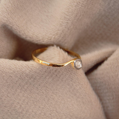 Marquise Cut Solitaire Ring, 18K Gold 1 Gram Moissanite Ring, Tiny Gold Moissanite Ring, Ideal Gift for Her, Bezel Setting Single Stone Ring