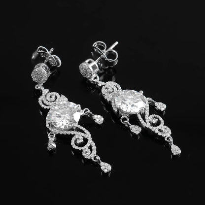 Moissanite Dangle Earrings, 14K Solid White Gold Earrings, Handmade Designer Jewelry, Wedding Earrings, Perfect Anniversary Gift for Her