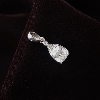 Minimalist Cushion Cut Moissanite Bridesmaids Pendant, Solid 925 Sterling Silver Pendant for Her, Dainty Silver Pendant, Tiny Charm Pendant