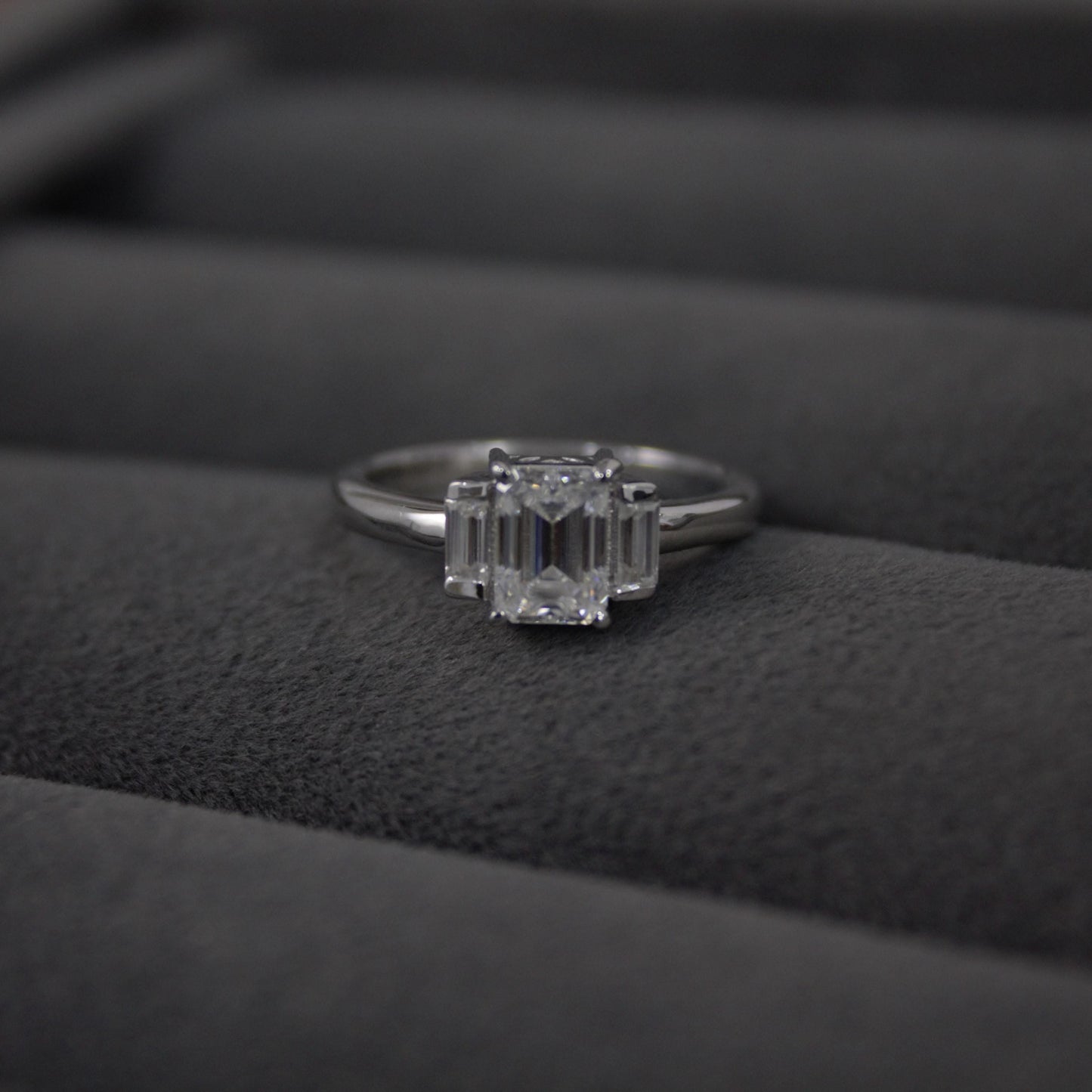 Emerald Cut Moissanite White Stone Ring, 925 Sterling Silver Statement Ring for Bride, Wedding/Engagement Silver Ring, Valentines Day Gift