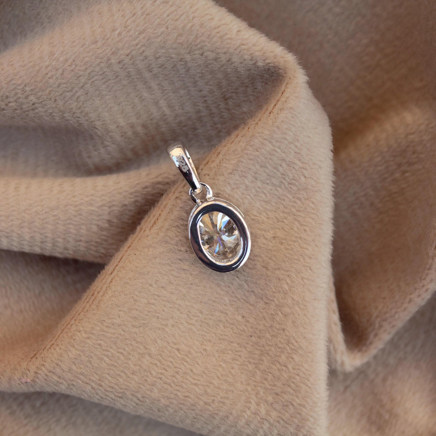 Tiny Moissanite Classic Single Stone Pendant, 925 Silver Oval Cut Pendant, Minimalist Travel Jewelry, Solitaire Moissanite Jewelry for Girls