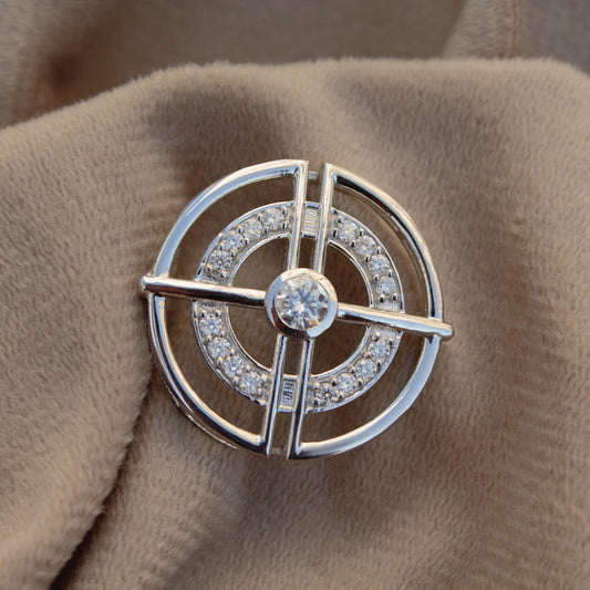 Vintage Moissanite Silver Pendant, 925 Sterling Silver Pendant, Handmade Pendant for Her, Round Shape Pendant, White Moissanite Jewelry Gift