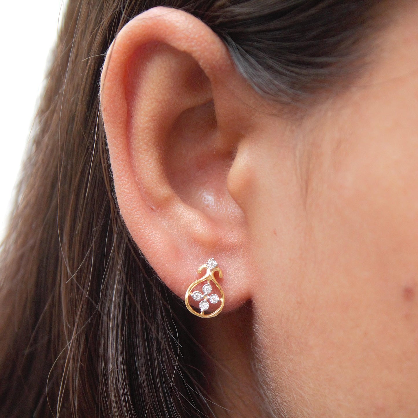 0.05 Carat Natural Diamond Stud Earrings, IGI Certified Diamond Jewelry, Screw Back Gold Stud Earrings, 18K Solid Gold Earrings for Her