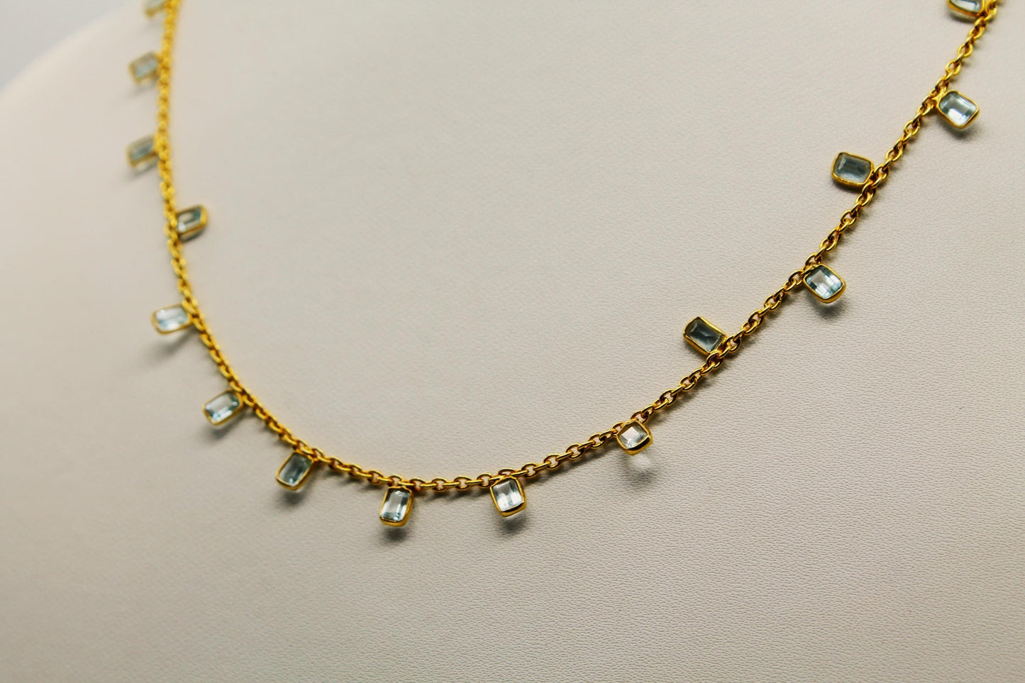 Natural Blue Topaz Necklace, Minimalist Necklace, 925 Sterling Silver Chain Necklace, Blue Gemstone Charm Necklace, Silver Necklace For Gift