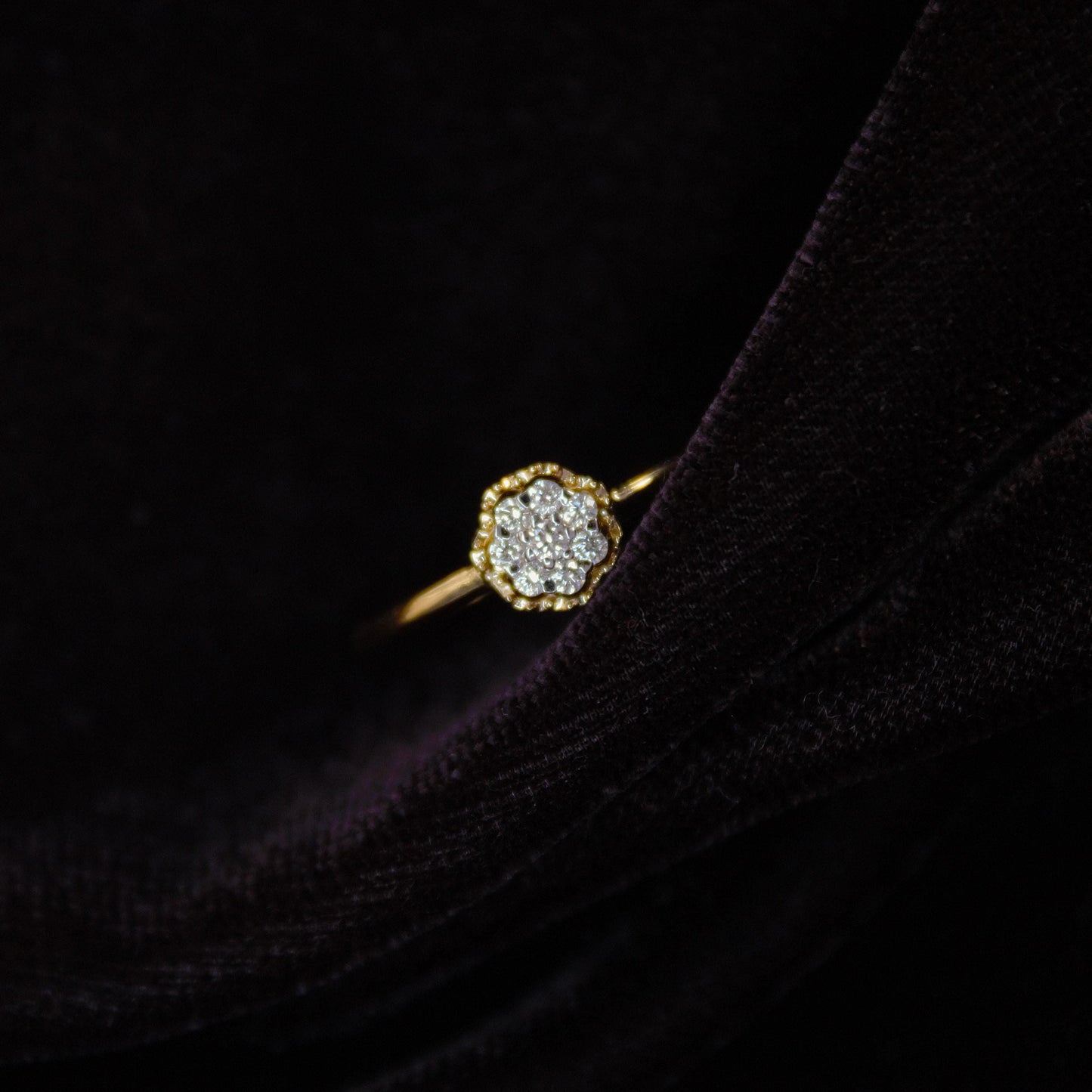 Round Melee Natural Diamond Ring For Birthday Gift, 18K Solid Gold Jewelry, Affordable Gold Ring, Real Gold Lightweight Jewelry For Gift