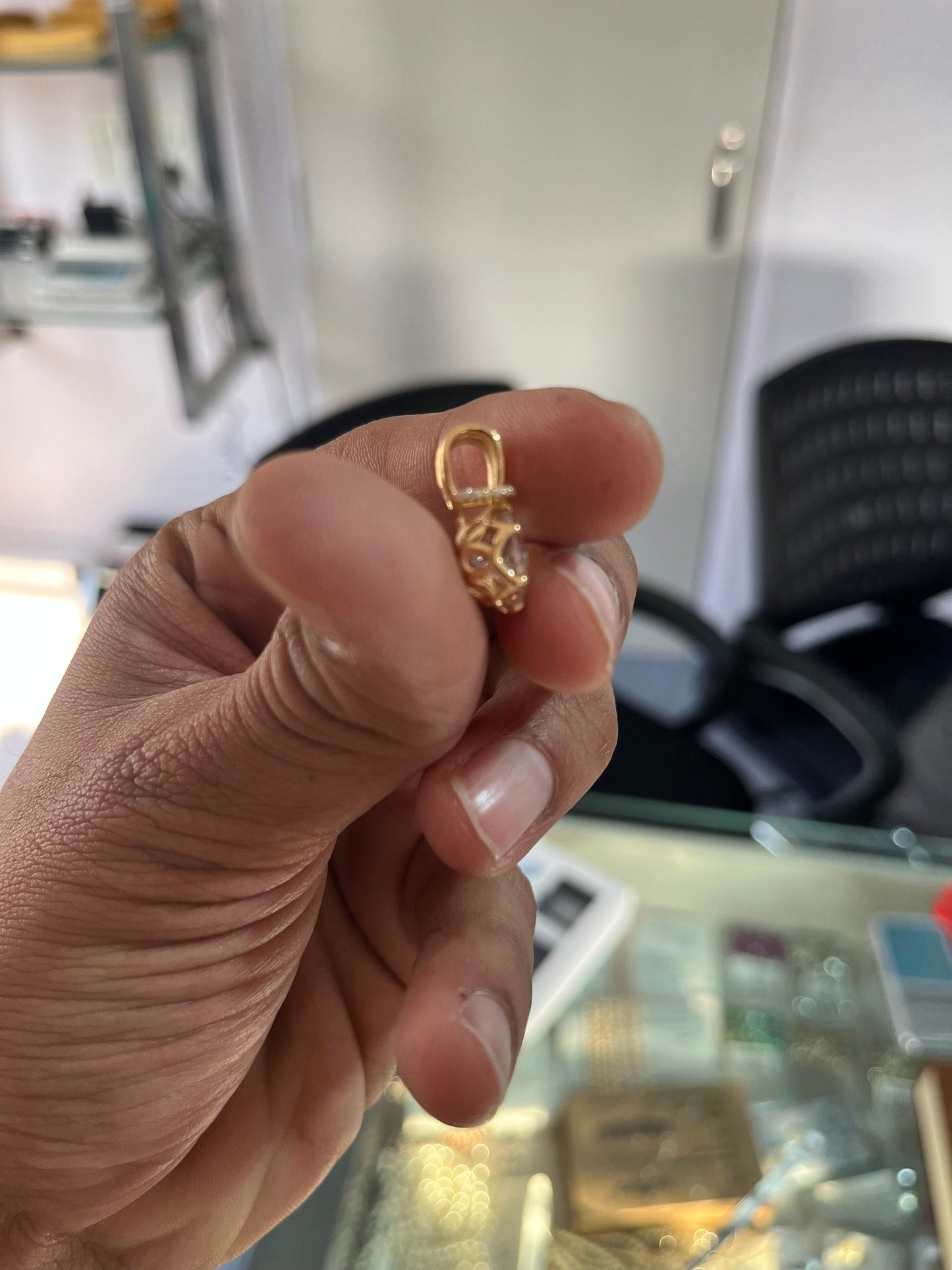 Portuguese Cut Simulated Diamond Pendant, Solitaire Pendant, Minimalist Pendant, Round Shape Pendant, Dainty Gold Pendant for Bridesmaids