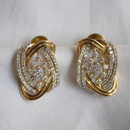 IGI Certified Natural Diamond Yellow Gold Jewelry Set, Pendant Necklace with Stud Earrings, Designer Gold Wedding Jewelry for Bridesmaids