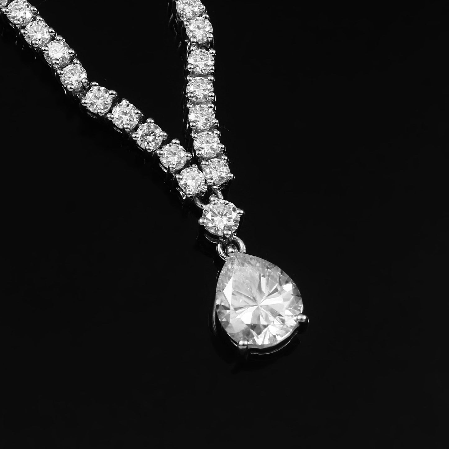 10k 14k 18k Solid Gold Moissanite Necklace, Moissanite Pear Drop Necklace, Victorian Moissanite Necklace, Perfect Wedding Gift for Bride