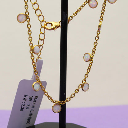 Opal Charm Necklace For Gift, Dainty Opal Jewelry, October Birthstone Necklace, 925 Sterling Silver Necklace for Wife, Opal Charm Necklace