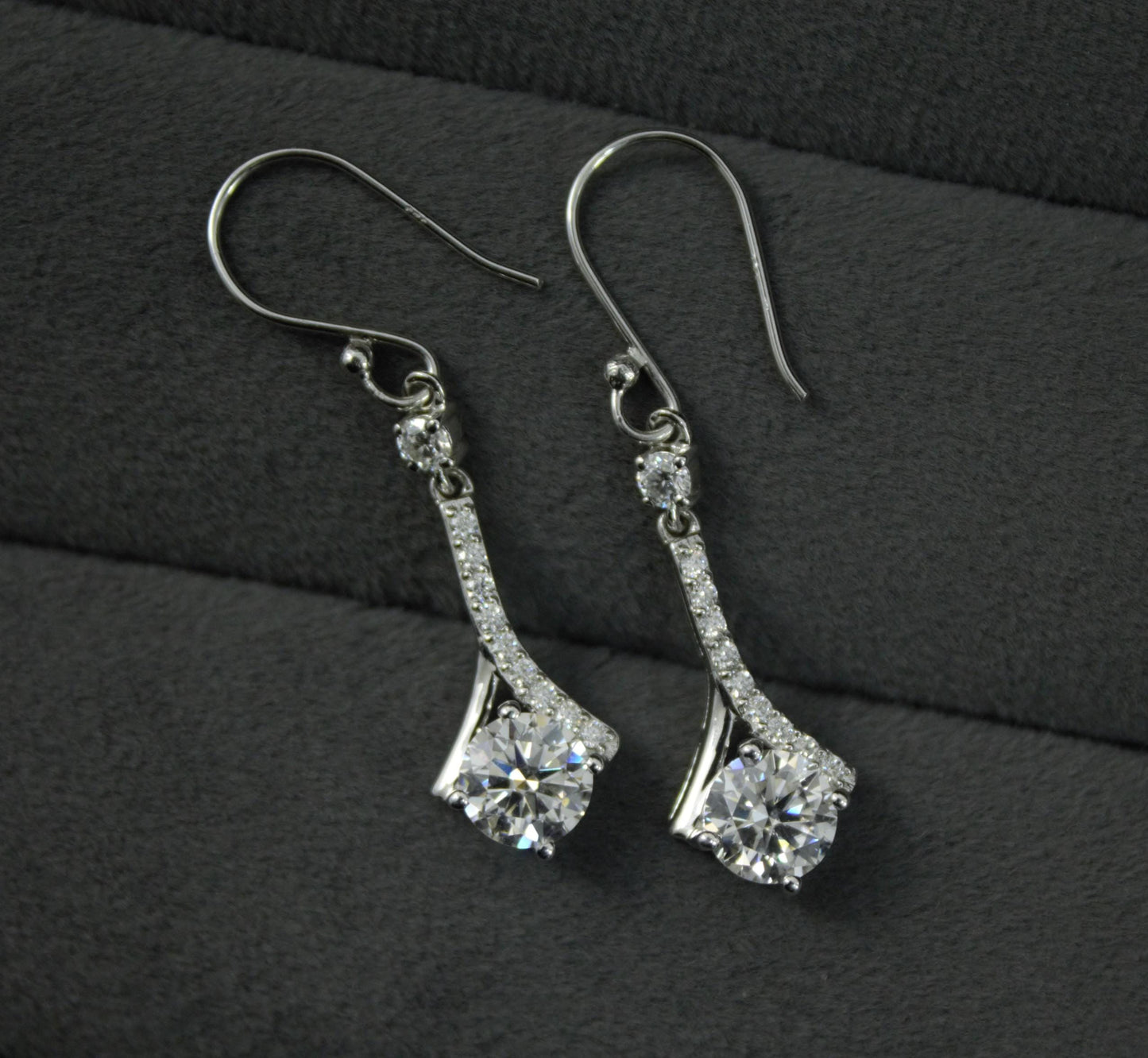 925 Sterling Silver Dangle Earrings, Moissanite Minimalist Earring for Her, White Moissanite Jewelry, Wedding Earrings, Gift for Bridesmaids