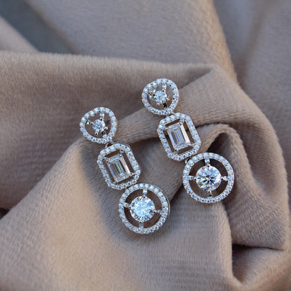 Moissanite Earrings For Women, 925 Sterling Silver Sparkling Stud Dangle Earrings, Statement Earrings, Retro Jewelry, Valentines Day Gift